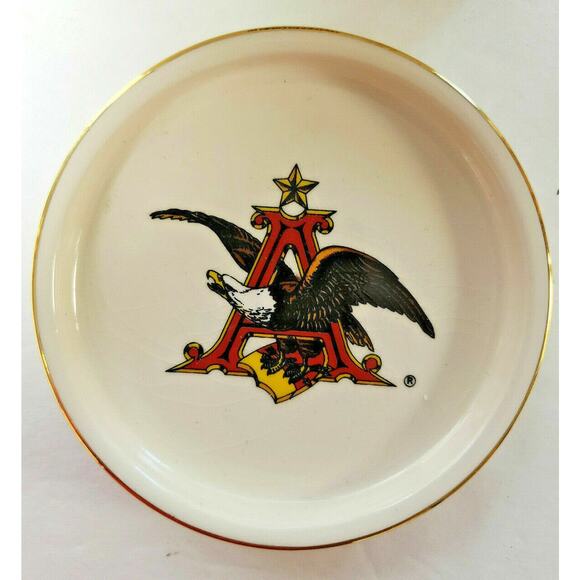 Vintage Anheuser Busch Four Eagle Coasters 24K Hand-Painted Gold Band 1996 U139 - Picture 2 of 4